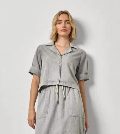 Lilla P Denim Cuffed Shirt In Grey Wash In Gray