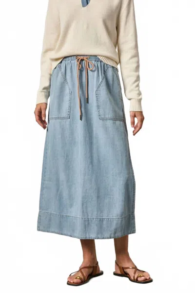 Lilla P Denim Drawcord Skirt In Blue Wash