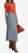 Lilla P Denim Wrap Skirt In Blue