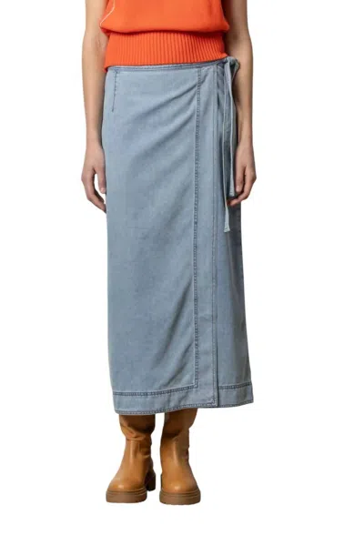 Lilla P Denim Wrap Skirt In Light Wash In Blue