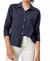 Lilla P Diane Collared Button Down Shirt In Navy In Blue