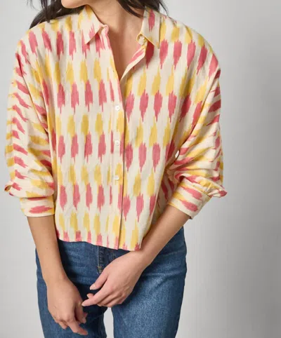 Lilla P Dolman Button Down Top In Taffy Ikat In Multi