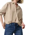 Lilla P Dolman Sleeve Button Down Shirt In Dijon/talc Stripe In Neutral