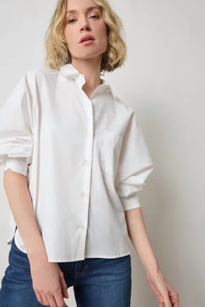 Lilla P Dolman Sleeve Button Down Top In White