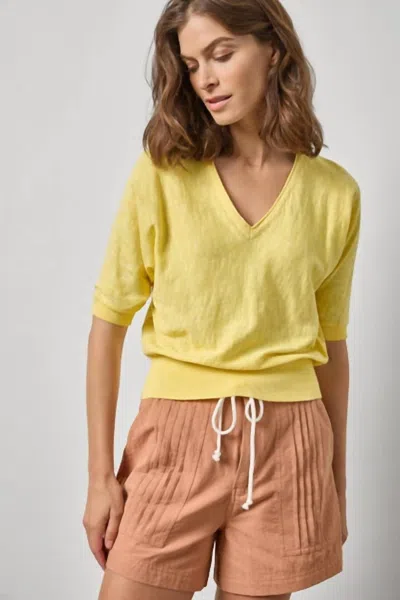 Lilla P Dolman V-neck Sweater In Lemon In Yellow