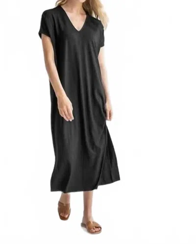 Lilla P Double V Neck Maxi Dress In Black