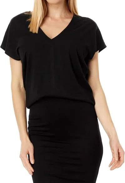 Lilla P Double V Neck Wedge Tee In Black