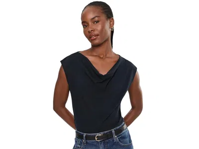 Lilla P Drape Neck Wedge Top Women's Clothing Black: Md, Cotton/modal
