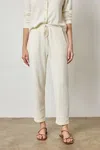 Lilla P Drawcord Waffle Pants In Ecru In White