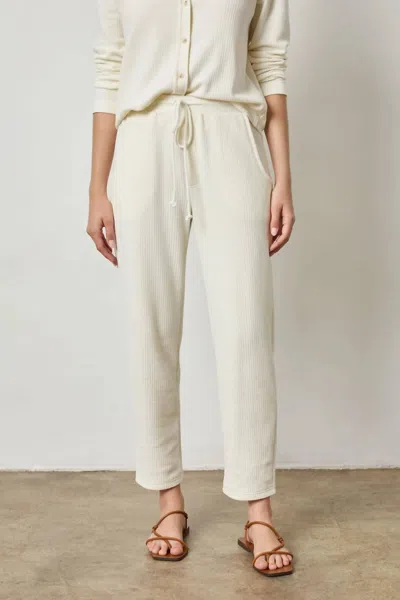 Lilla P Drawcord Waffle Pants In Ecru In White