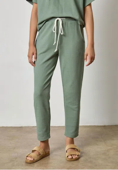 Lilla P Drawcord Waffle Pants In Seagrass In Green