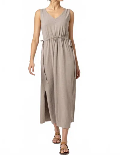 Lilla P Drawcord Waist Maxi Dress In Driftwood In Neutral