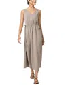 Lilla P Drawcord Waist Maxi Dress In Driftwood In White
