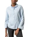 Lilla P Drawstring Neck Pullover In Glass In Blue