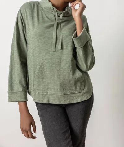 LILLA P DRAWSTRING NECK PULLOVER IN AGAVE