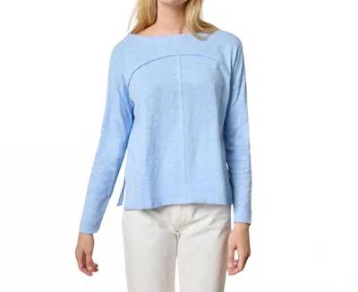 Lilla P Drop Shoulder Boatneck Long Sleeve Top In Cornflower Blue