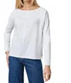 Lilla P Drop Shoulder Boatneck Long Sleeve Top In White In White