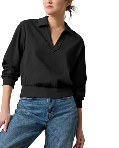 Lilla P Drop Shoulder Polo Shirt In Black