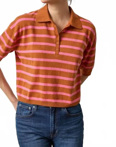 Lilla P Drop Shoulder Polo Sweater In Sierra/calypso In Multi