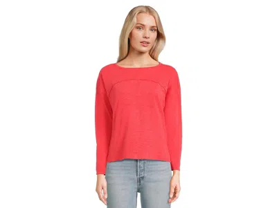 Lilla P Drop Shoulder Seamed Boatneck In Red