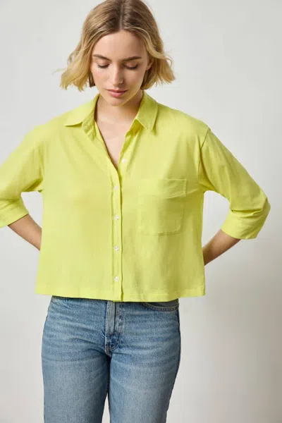 Lilla P Easy Button Down Tee In Keylime In Green