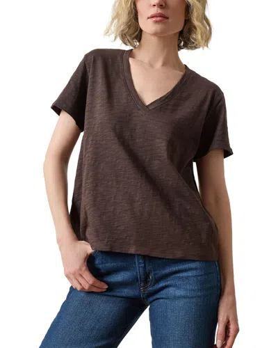 Lilla P Easy Fit Boyfriend V-neck Shirt In Brown
