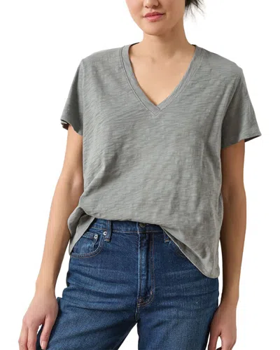 Lilla P Easy Fit Boyfriend V-neck Shirt In Gray