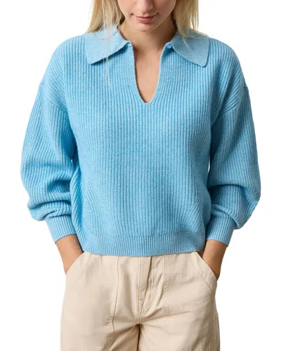 Lilla P Easy Fit Keyhole Rib Sweater In Blue