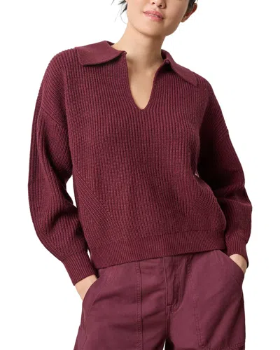 Lilla P Easy Fit Keyhole Rib Sweater In Red