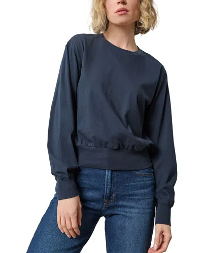 Lilla P Easy Fit Ribbed Trim Easy Crew Shirt In Blue