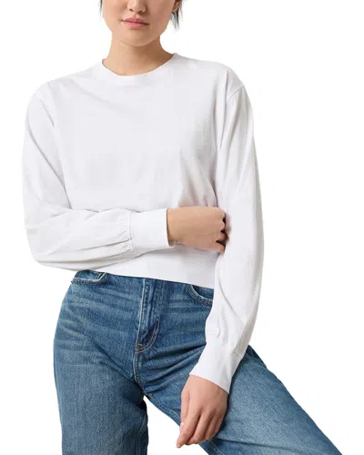 Lilla P Easy Fit Ribbed Trim Easy Crew Shirt In White