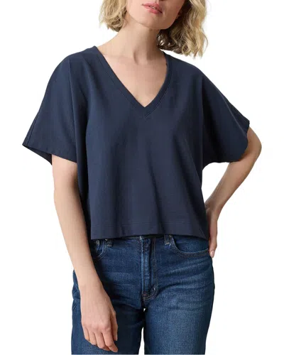 Lilla P Easy Fit Short Sleeve V-neck Dolman Shirt In Blue