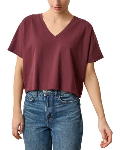 Lilla P Easy Fit Short Sleeve V-neck Dolman Shirt In Brown