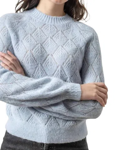 Lilla P Easy Pointelle Crewneck Sweater In Glacier In Gray