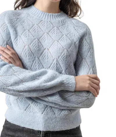 Lilla P Easy Pointelle Crewneck Sweater In Glacier In Grey
