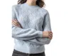 Lilla P Easy Pointelle Crewneck Sweater In Glacier In Grey