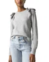 Lilla P Easy Ruffle Crewneck Sweater In Gray