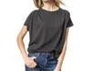 Lilla P Easy Shirred Short Sleeve Tee In Black In Black