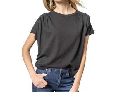 Lilla P Easy Shirred Short Sleeve Tee In Black