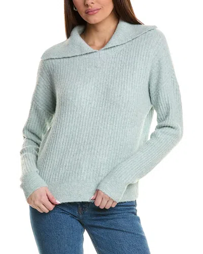 Lilla P Easy Split Collar Wool-blend Sweater In Green