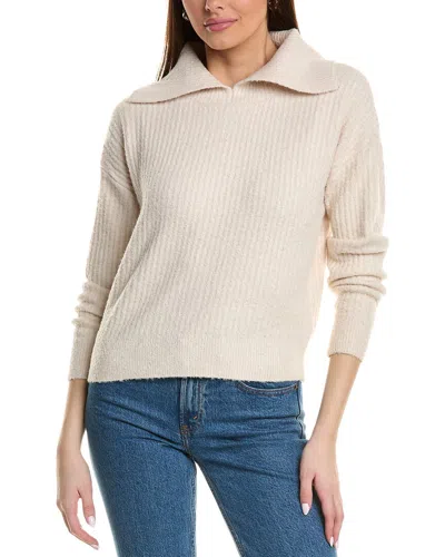 Lilla P Easy Split Collar Wool-blend Sweater In White