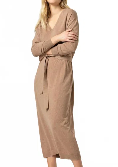 Lilla P Easy V Neck Sweater Dress In Flax In Neutral