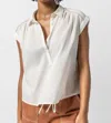 LILLA P EASY YOKE BLOUSE IN WHITE