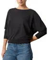 Lilla P Elastic Hem Dolman Boatneck Top In Black