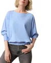 Lilla P Elastic Hem Dolman Boatneck Top In Blue