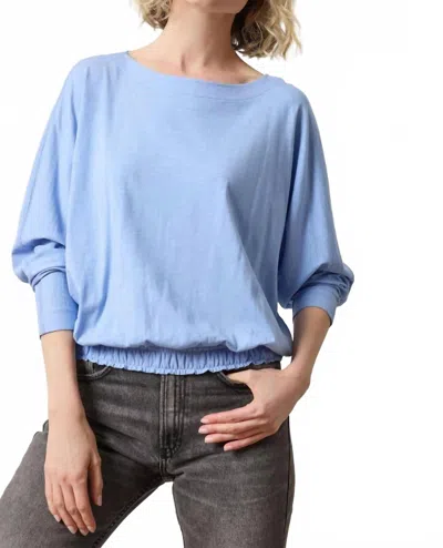 Lilla P Elastic Hem Dolman Boatneck Top In Wedgewood In Blue