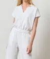 Lilla P Elastic Hem Polo In White In White