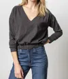 Lilla P Elastic Hem V-neck In Black In Black
