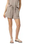 Lilla P Elastic Waist Drawstring Shorts In Driftwood In White