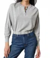 Lilla P Elastic Waist Henley Sweater In Heather Grey In Gray